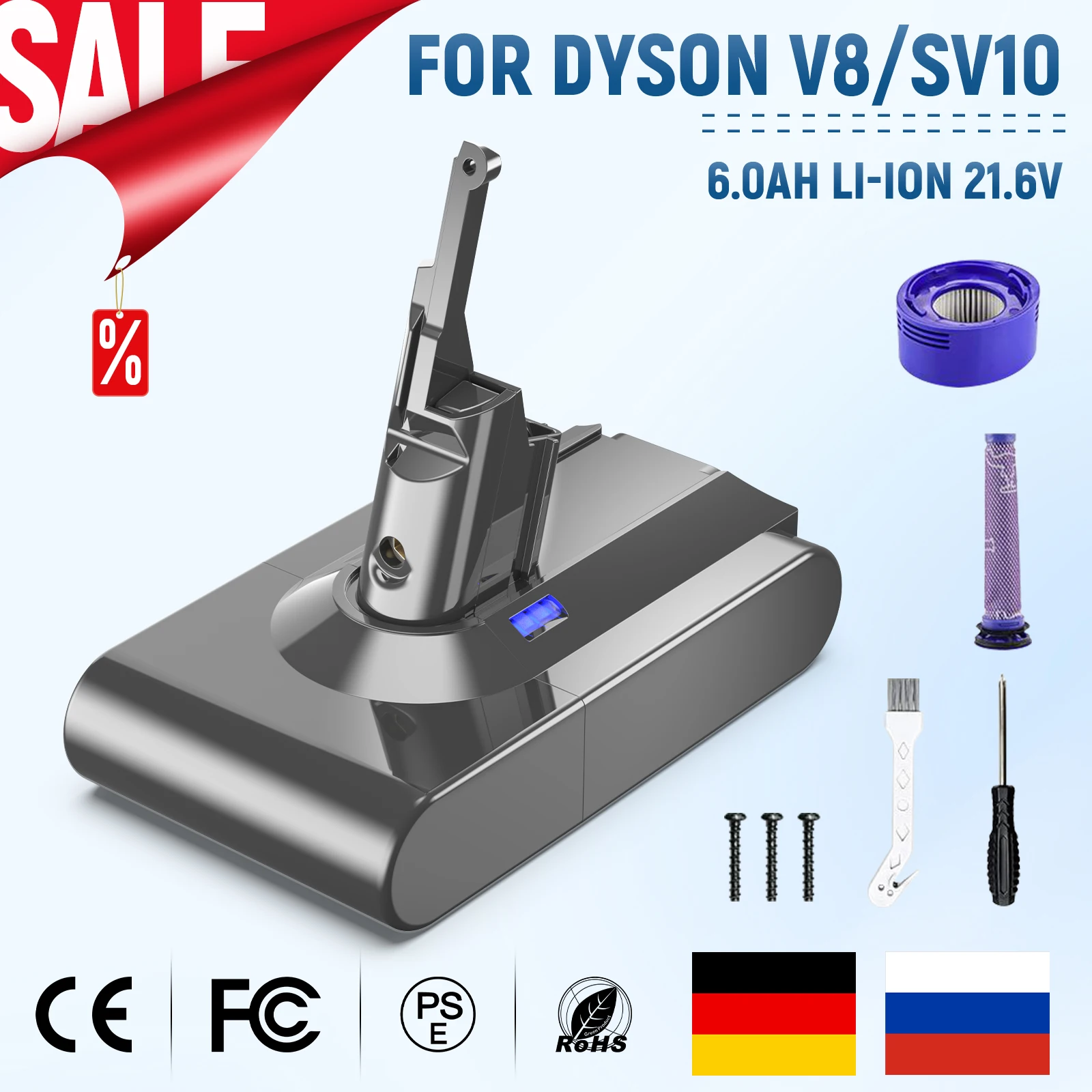 NEW 21.6V For Dyson Battery V6 V7 V8 V10 V11 V12 SV11 SV10 SV12 SV15 Absolute Vacuum Cleaner Rechargeable 21700 Cells Batteries