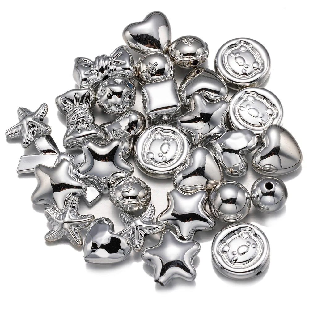 20/100g Cute Assorted Acrylic Beads Random Style Flower Butterfly Heart Bead for DIY Mobile Phone Chains Bracelet Jewelry Making