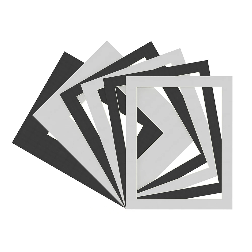 Biały/czarny 20X16 cal Photo Mats tektura A3A4/16X12 otwarcie uchwyty teksturowane powierzchni do ramki na zdjęcia Passepartout 12 sztuk/partia — zdjęcie 2