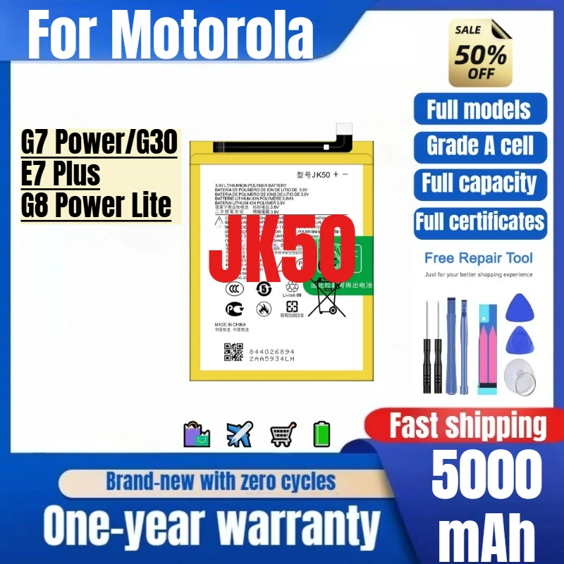 Batería JK50 para Motorola G7 Power/G30/E7 Plus/G8 Power Lite, Batería de Repuesto de Alta Calidad, Celdas de Grado A con Herramientas