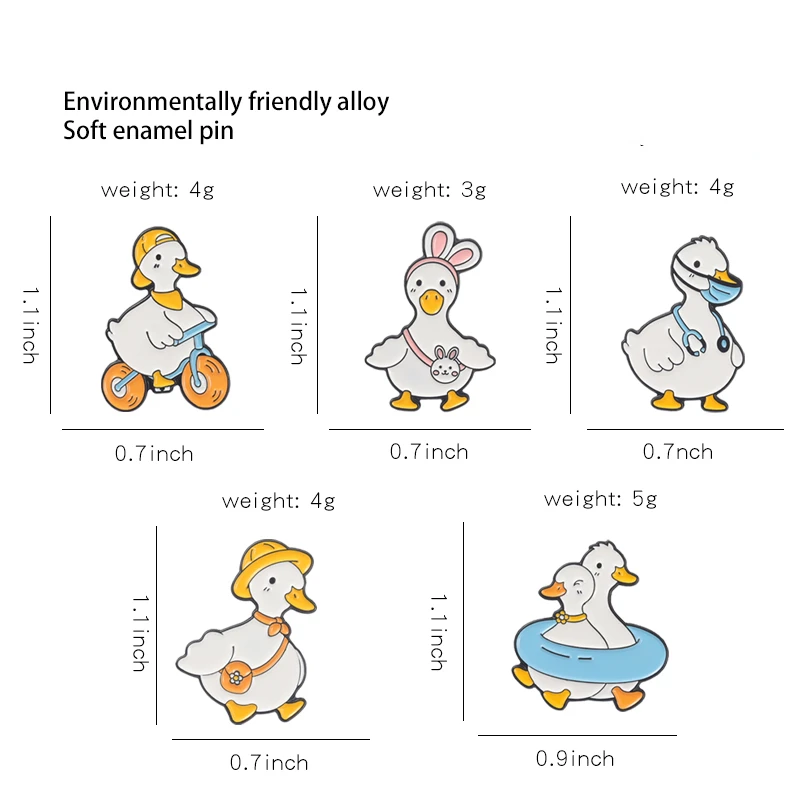 Pin Club | Funny Cartoon Brooches Duck Goose Swim Lovely Animals Bicycle Kids Friends Jewelry  Gift Doctor Metal Lapel Badges