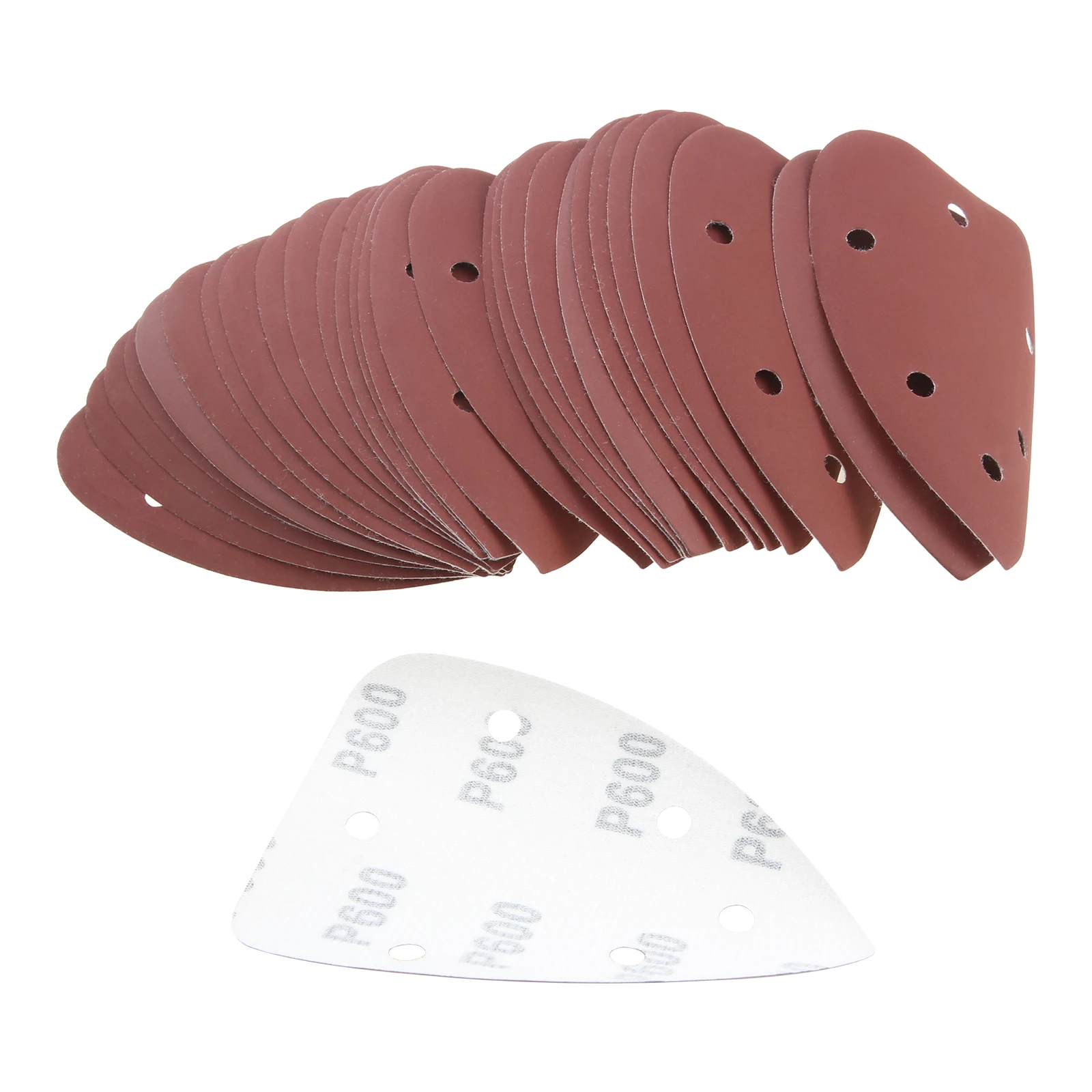 30pcs Mouse Detail Sander Sandpaper 6 Hole Triangle Sanding 240/600 Grit Hook and Loop Sandpaper for wood metal 5.5 x 3.8 inches