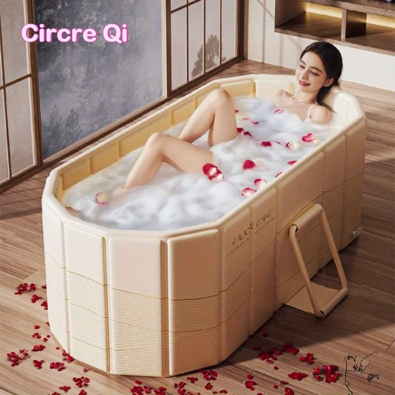 47/59-inch Shimmering Gold Folding Bathtub, Adult-Sized Temperature-Controlled Folding Bathtub (No Installation Required)