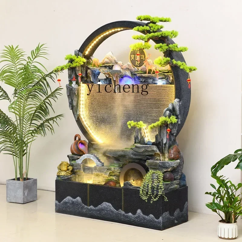 BJ-9  Entrance Water Curtain Wall Running Water Wall Screen Gourd Circulating Water Fountain Waterfall Lucky Ornament