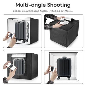Caja de luz 80*80*80 cm Tienda de fotografía con 3 paneles de luces de atenuación, caja de fotos con fondos de negro/blanco/amarillo para disparar 8 Mejor caja de fotos de estudio de ventas - №5
