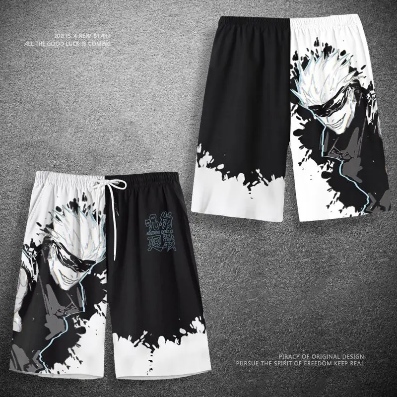 

Jujutsu Battle Gojo Wu Polyester Shorts Thin Quick Drying Summer Beach Pants Strap and Rope Casual Pants