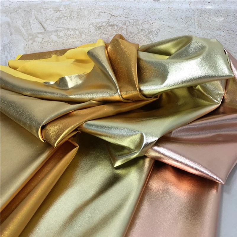 Elastic Bronzing Fabric Spandex 4 Ways Gold and Silver Shiny for Sewing wedding Decoration Stage Performance Clothing