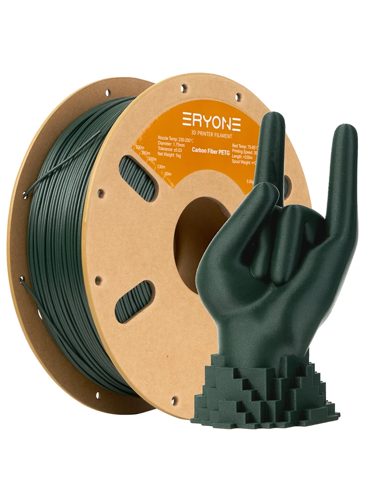 ERYONE PETG Kohlefaser 1 kg Filament 1,75 mm ± 0,03 mm Toleranz für FDM 3D-Drucker Hohe Zähigkeit Neuankömmling Schneller Versand