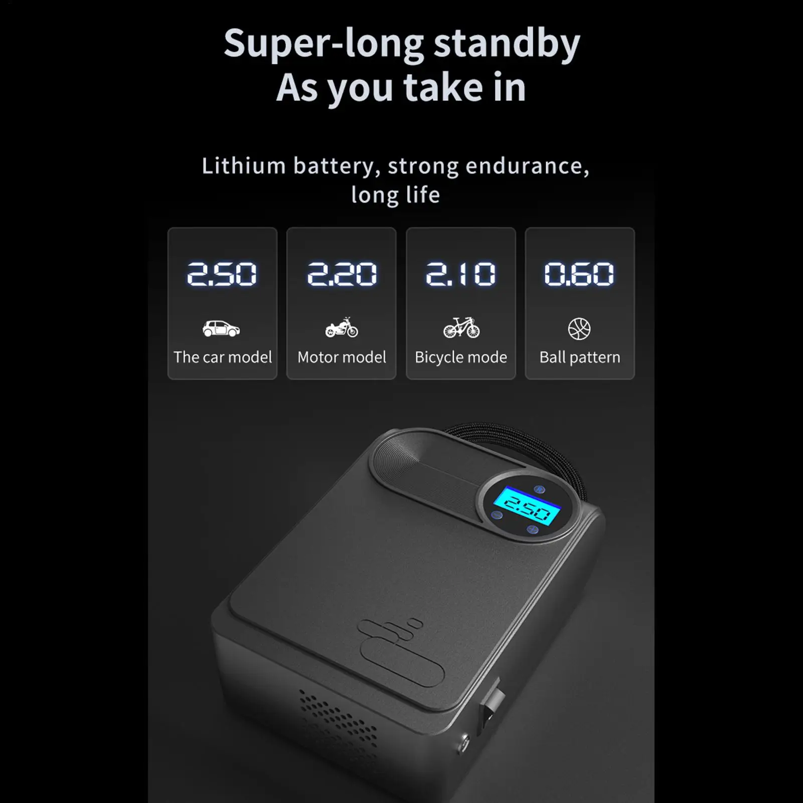 

Воздушный насос для шин с автоматическим отключением, автомобильный инструмент для накачивания, умный воздушный насос для автомобильных шин, мотоциклов, велосипедов, баскетбольных мячей