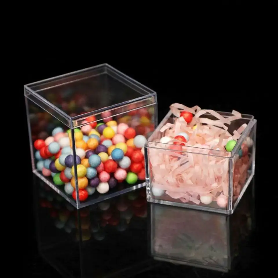 Cube Transparent Acrylic Display Case With Lid, Wedding Party Decoration Boxes Candy, Jewelry Storage And Display Boxes