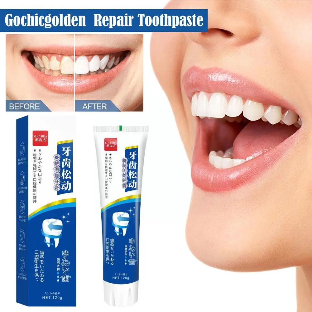 Gochicgolden-crema blanqueadora de larga duración, crema de reparación Dental para limpieza profunda, pasta de dientes con aliento fresco, I8W2