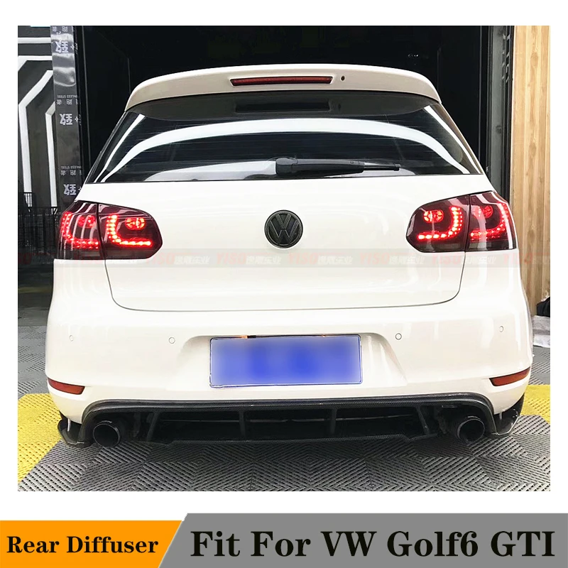 Real Carbon Fiber Rear Bumper Diffuser Lip Spoiler Car Styling For VW Golf 6 VI MK6 GTI Bumper Double Deck Diffuser 2009-2013