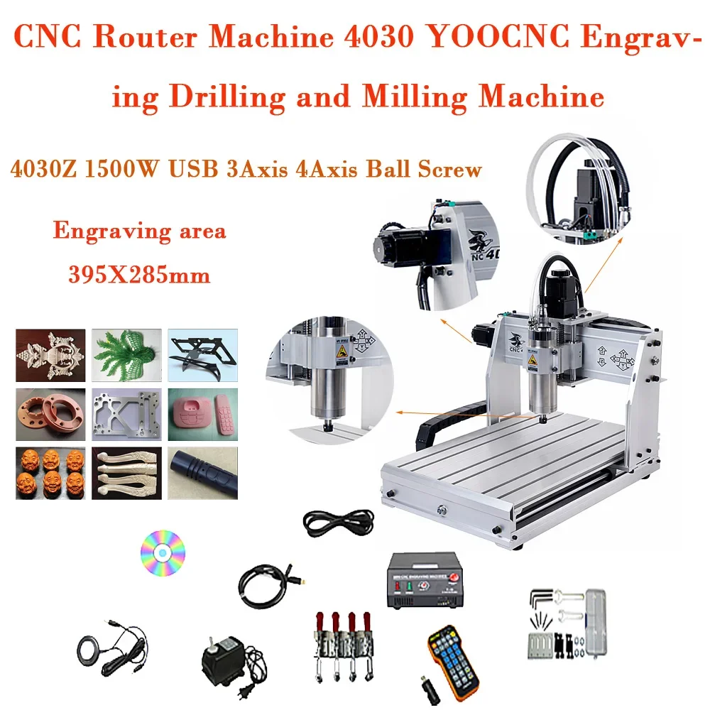

3040 CNC Milling Machine Wood Metal Working Carving Cutting Machine 4030 1500W 800W USB 3 Axis 4 Axis Engraver Cutter for Brass