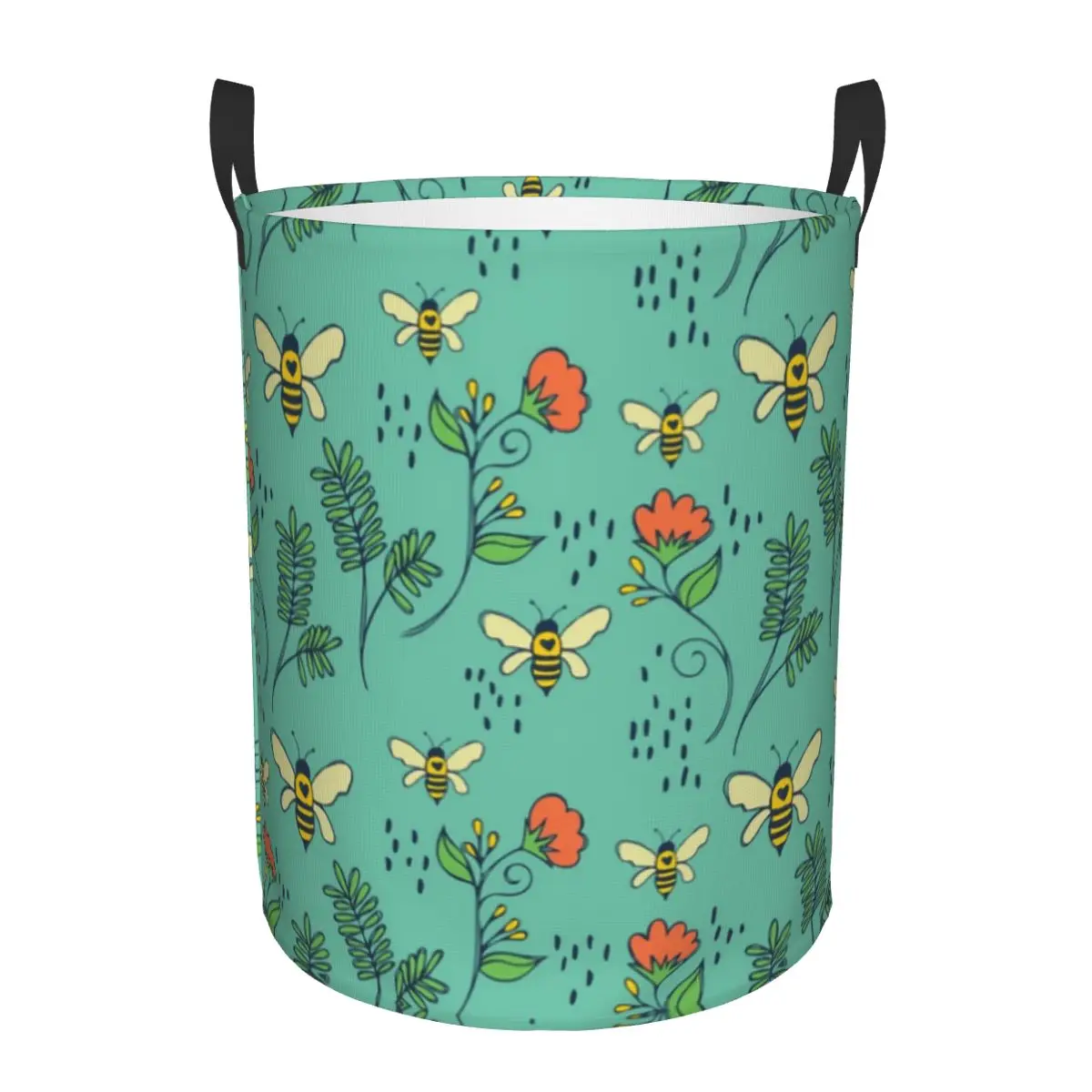 Bees And Flowers Laundry Basket Foldable Large Capacity Clothing Storage Bin Honey Bee Baby Hamper