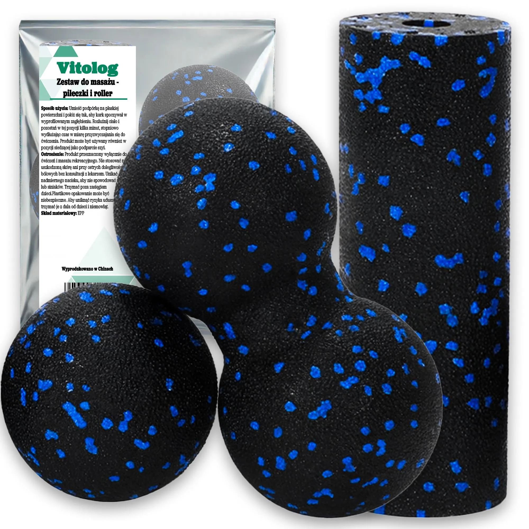 Set 3-in-1-Rollenball DUOBALL-Massagerolle Deep Rolling Body Back EPP 3 für die Autotherapie