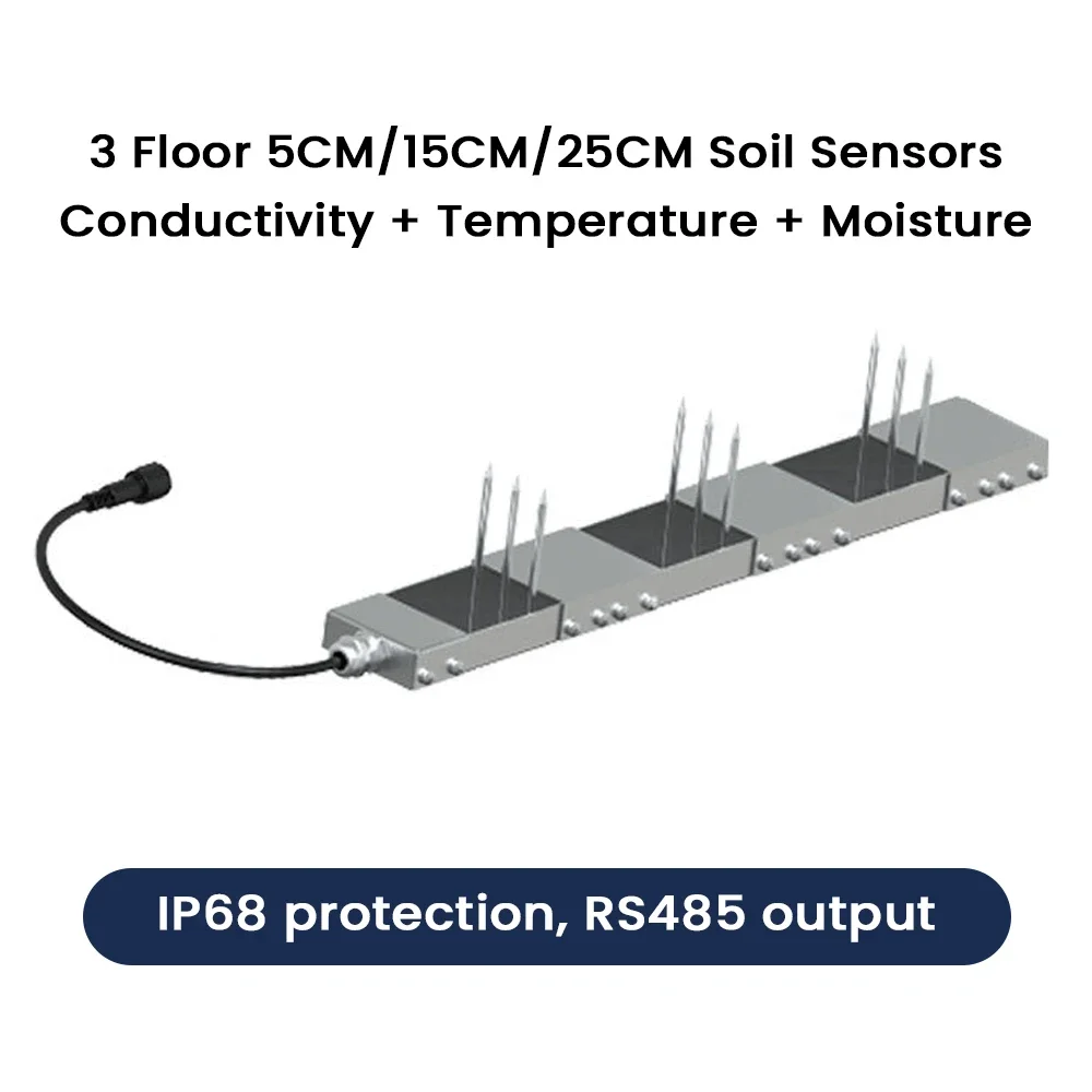 Multi-Layer Soil Parameter Detector Conductivity Sensor DC 5-30V Moisture Transmitter Soil Temperature Measuring Instrument