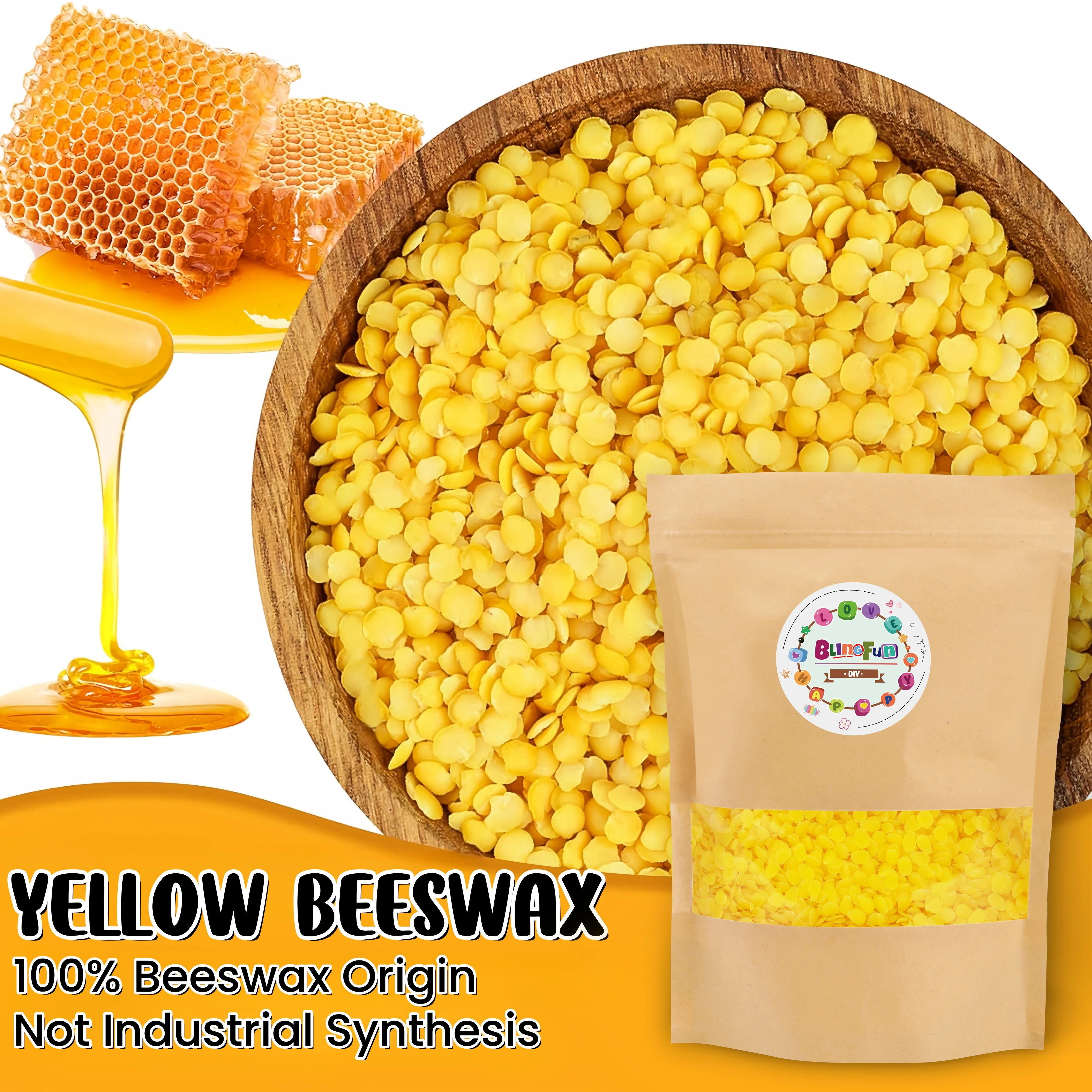 1LB/2LB/5LB 100% Soy Wax, Yellow Beeswax, White Beeswax, Soft Chunks and Pellets, Perfect for Sccented Candle and Wax Products