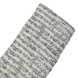 Classic White Black Music Note Musical Note Printed Cotton Fabric 50x105cm For DIY Sewing Cloth Bag Party Home Decoration