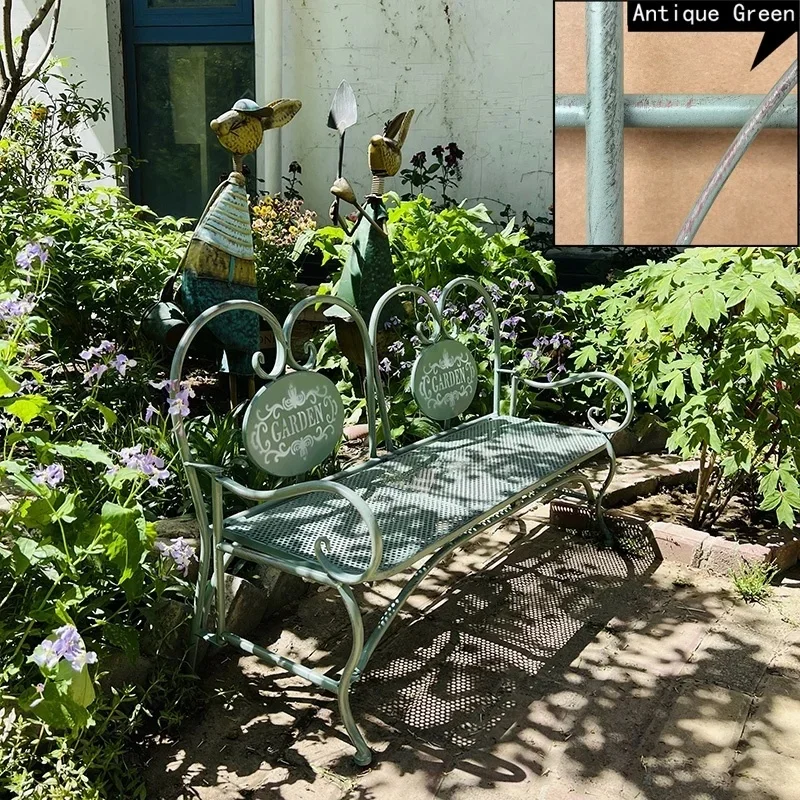Metal Folding Bench Seat | Plant Stand | Garden Décor for Outdoor Yard Garden Park Bench with Armrests Camping