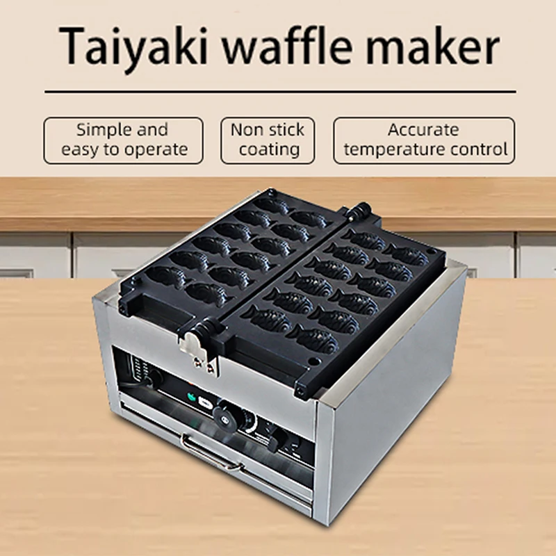 Taiyaki Waffle Maker/Mini Fish-Shaped Waffle Iron/Waffle Maker Shapes/Non-Stick Teflon Coating,50-300℃/122-572℉ Adjustable