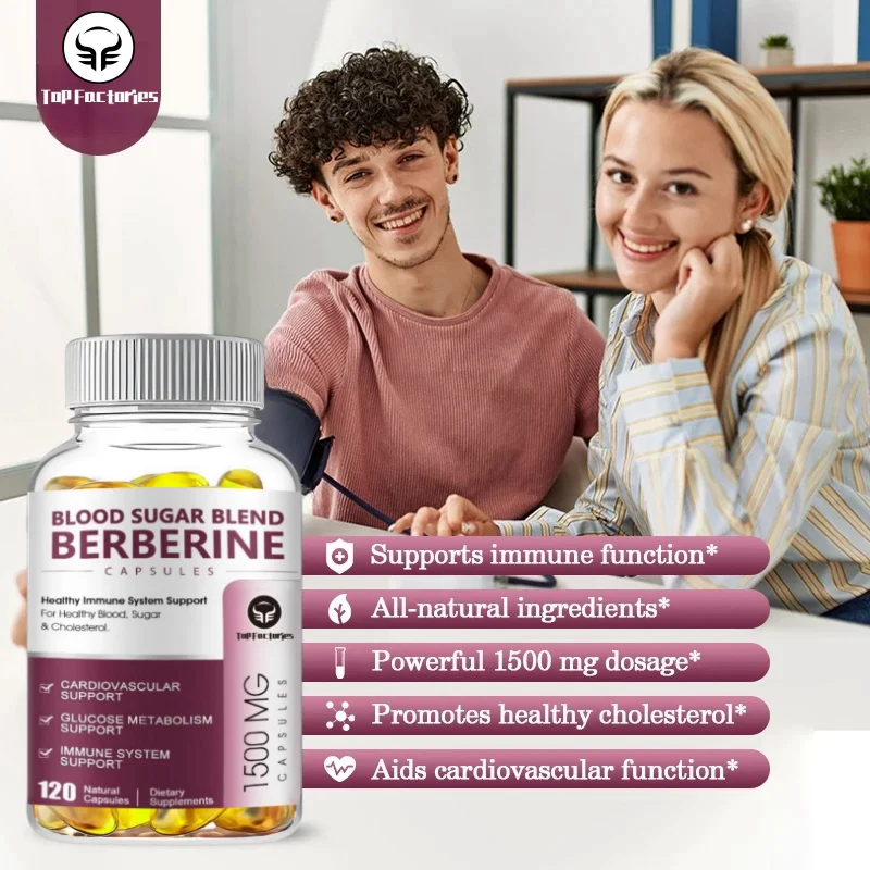 Berberine Supplement 1500mg High Potency for Cardiovascular Blood Pressure & Sugar Control with Ceylon Cinnamon & Turmeric Vegan