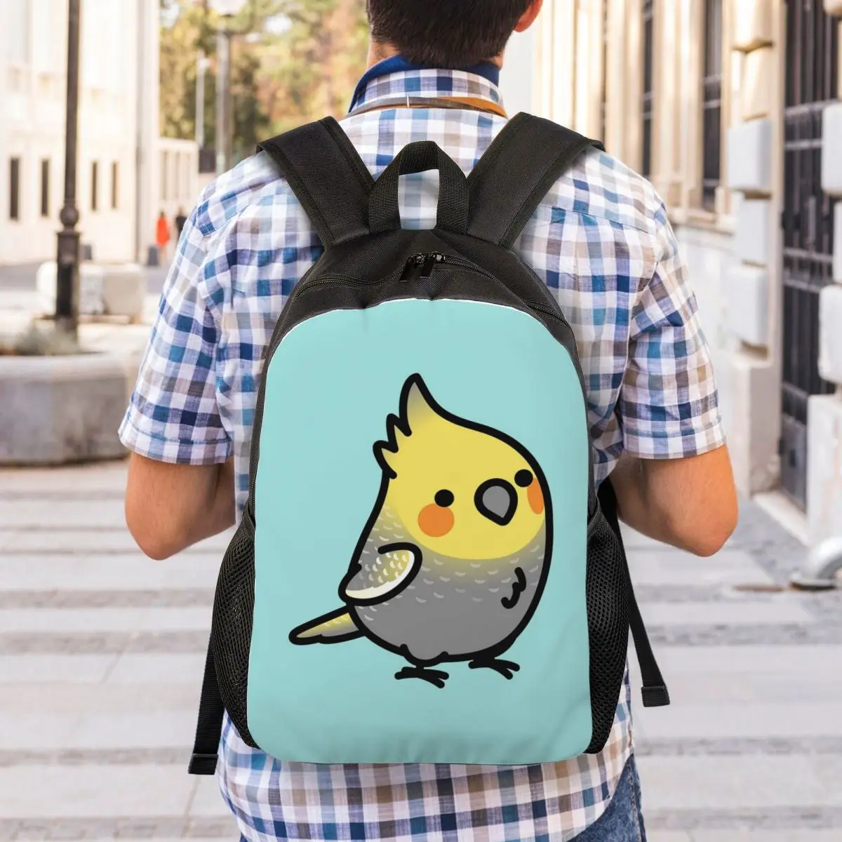 Chubby Pearl Cockatiel Backpack Student Boys Girls BookBag School Bag Laptop Shoulder Bags
