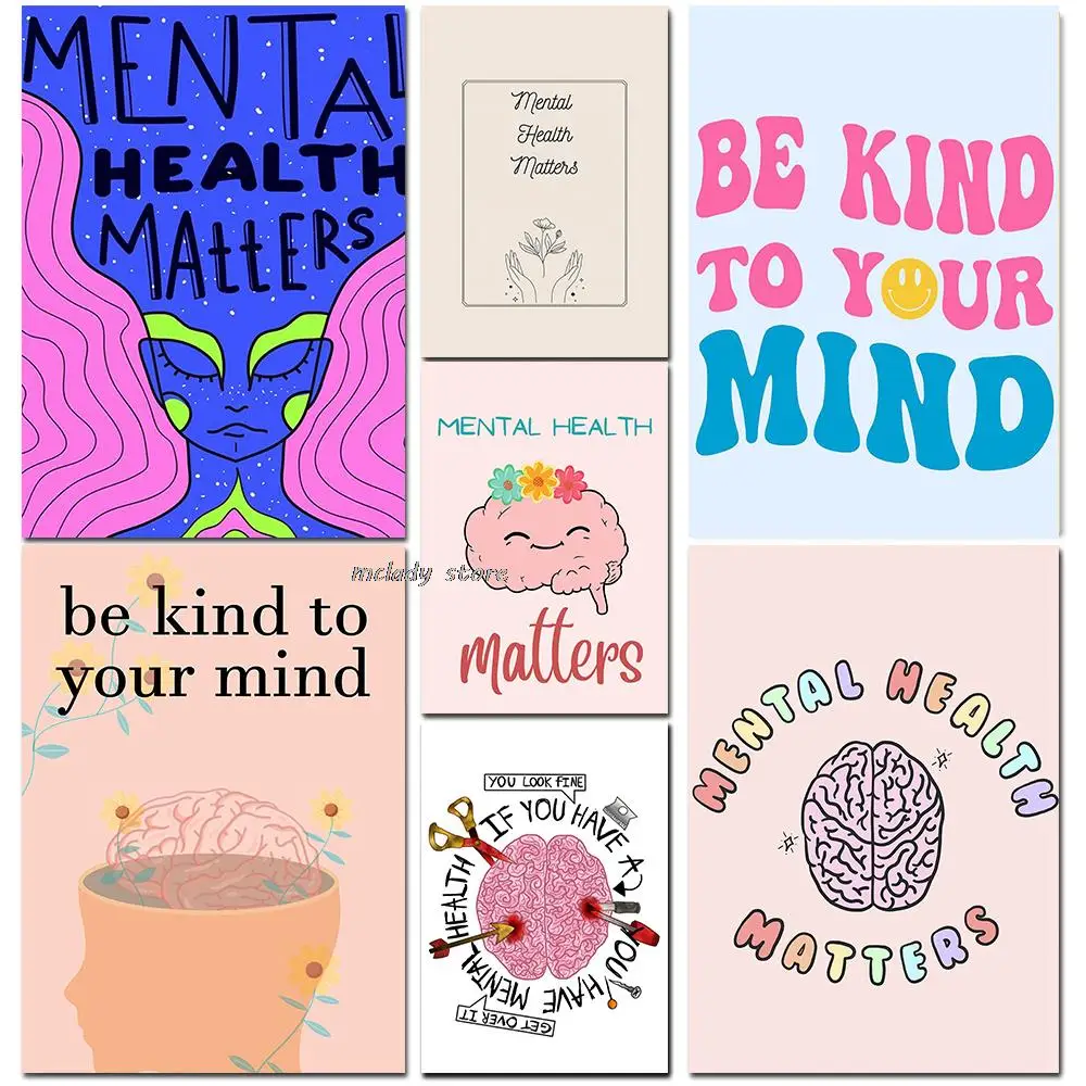 Vintage Kraft Motivational Posters Middle High Classroom Decoration Inspirational Wall Art Inspirational mental health poster