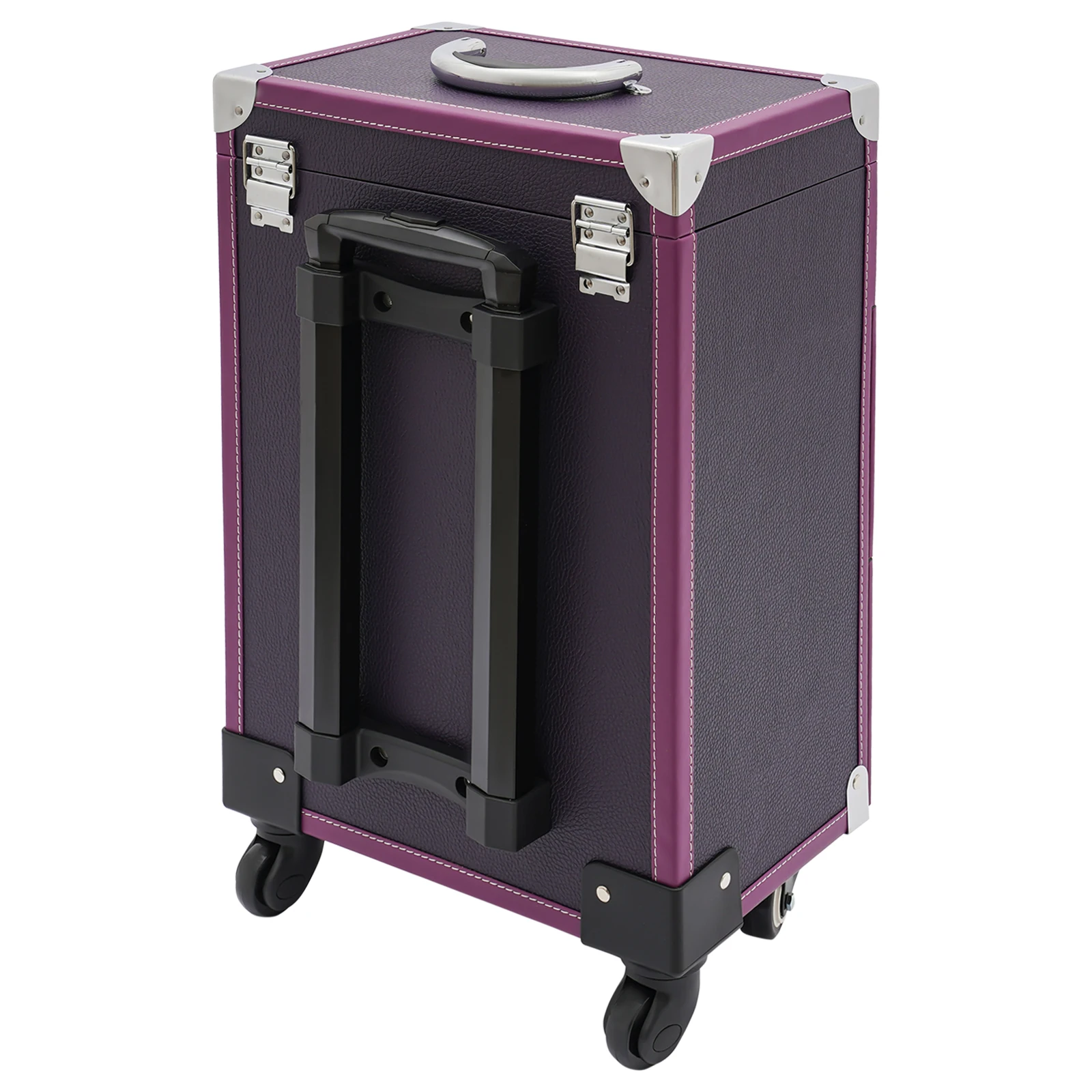 

Косметический чемодан на колесах, органайзер для лаков для ногтей, дорожный кейс для украшений и косметики с 4 колесами и 2 ключами (фиолетовый/тип А)