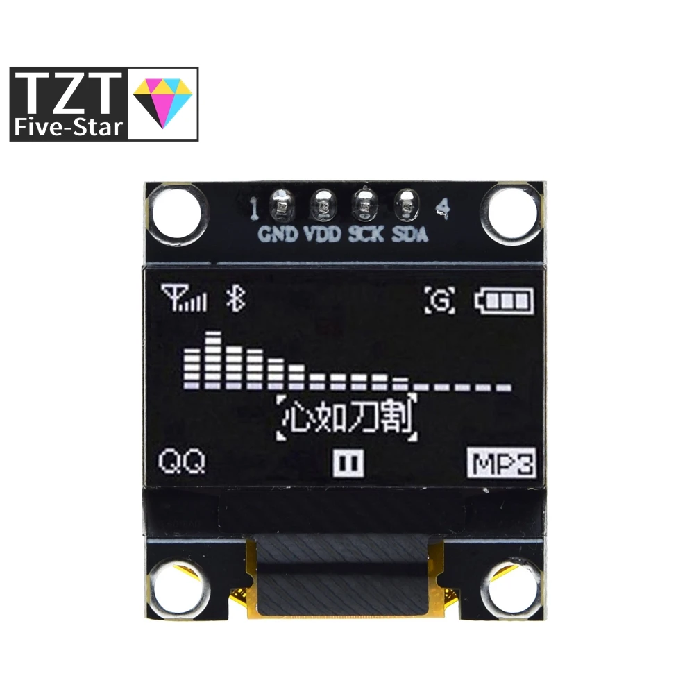 TZT 0,96 pulgadas IIC SPI serie 7/4 pines blanco/azul/amarillo azul/amarillo módulo de pantalla OLED SSD1306 12864 placa de pantalla LCD para Arduino