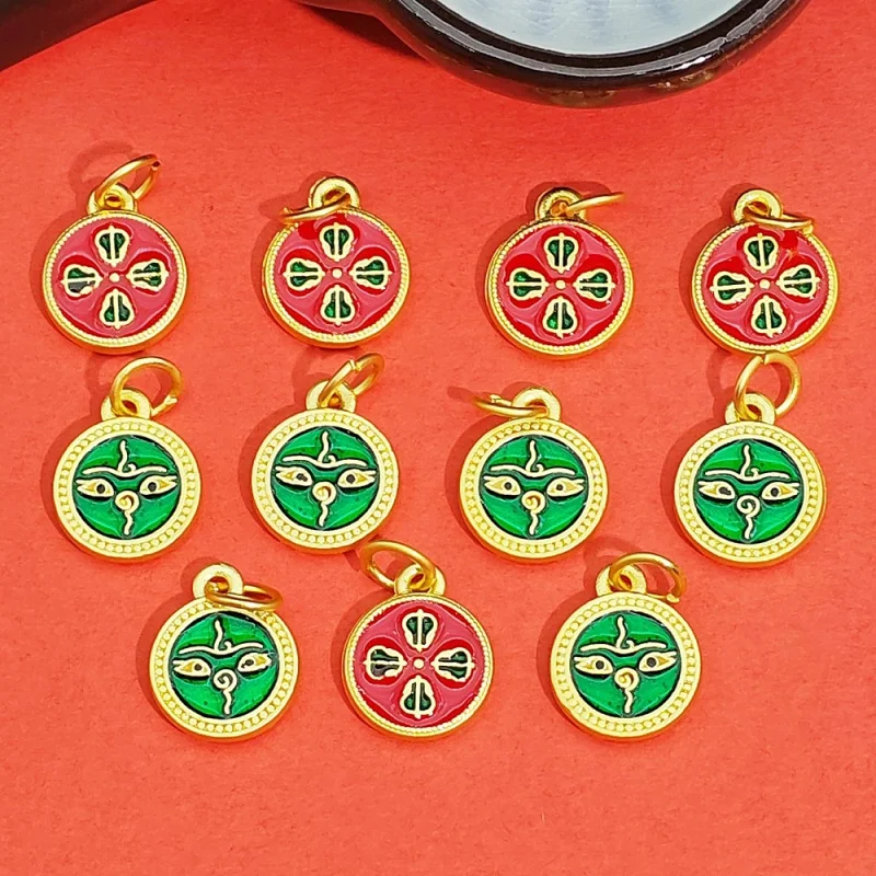 20pc set  Color-Preserving Ancient Double-Sided Dripping Oil Lucky Five Gods of Wealth PendantdiyNecklace Bracelet Pendant