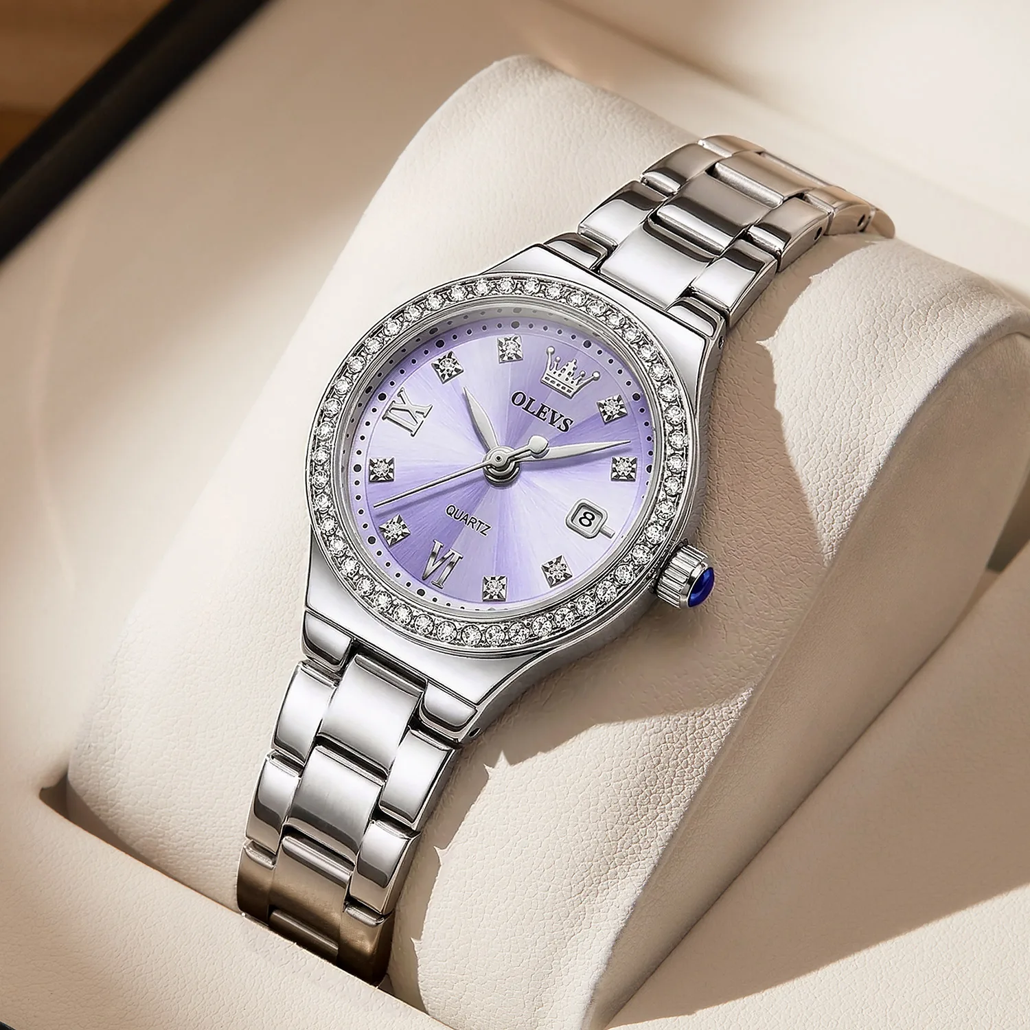 

OLEVS 5628 Elegant Ladies' Watch Auto Date Diamond Dial Stainless steel Waterproof Ladies' Quartz Watch