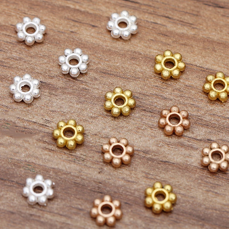 100pcs/lot End Metal Bead Wheel Charm Loose Spacer Beads For Jewelry Making Findings DIY Bracelet Necklace Components Supplies