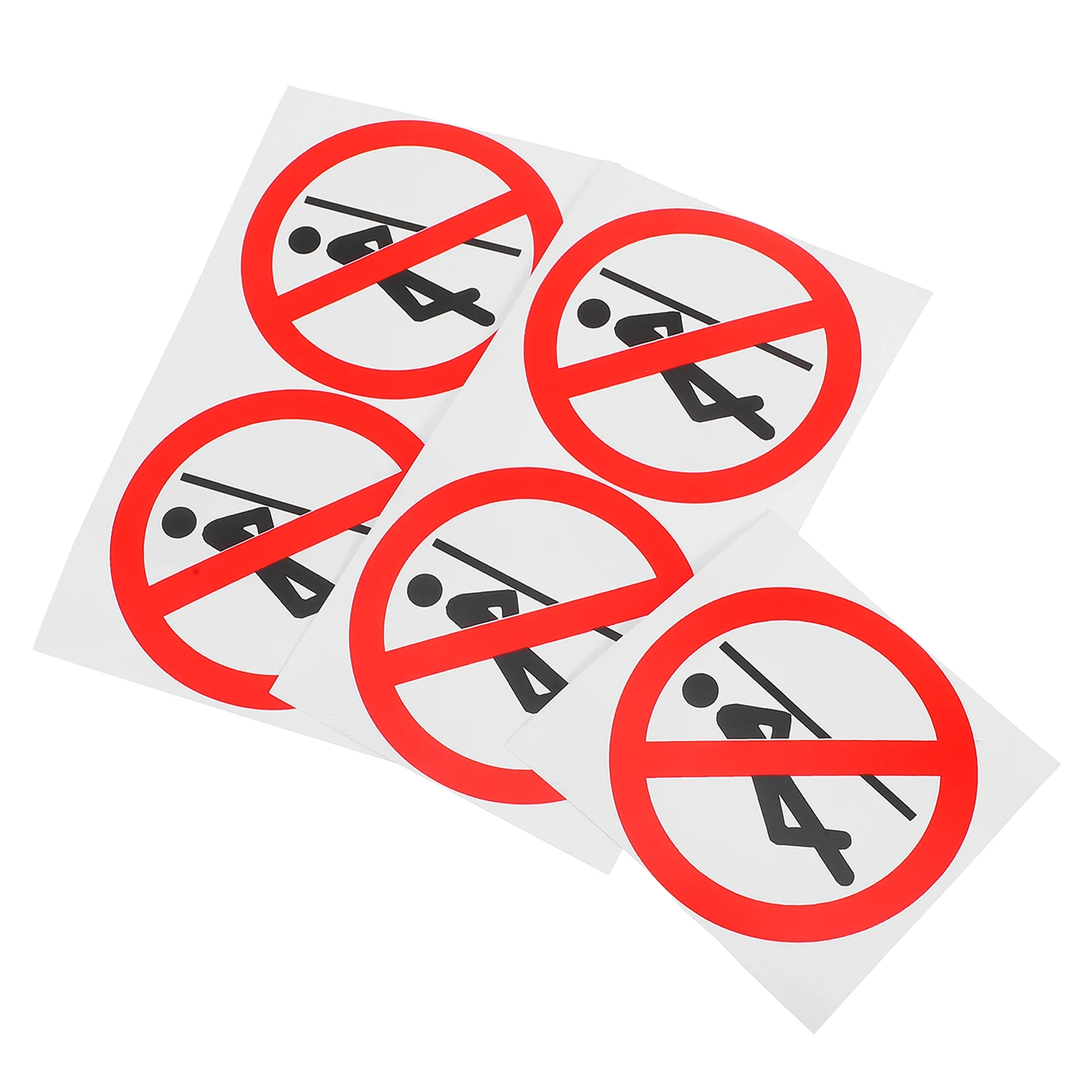 5PCS Safety Stickers Warning Stickers Round No Leaning Self Adhesive PVC Traffic Signs Easy Apply Remove