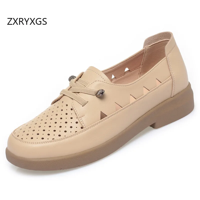 

ZXRYXGS темпераментная трендовая женская обувь на плоской подошве, повседневные кроссовки, новинка 2025, летние дышащие сандалии из натуральной кожи, большой размер