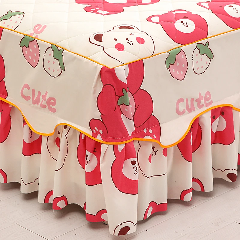 1pc Thicken Bed Skirt Bear Print Bed Cover with Elastic Band Bedspread Skirt Type Bed Linen faldones de cama (No Pillowcase)