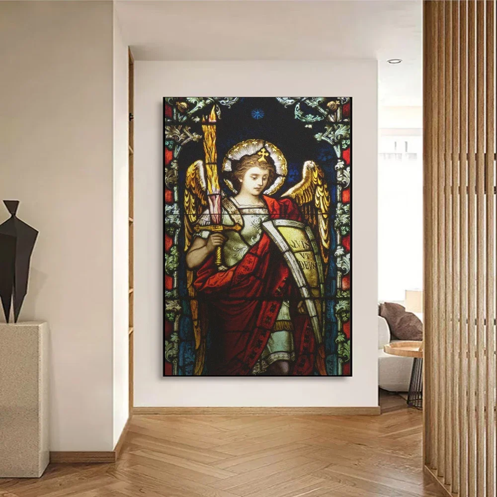 Decorative Window Film Anti-UV Heat Control Glass Static Cling Cathedral Painting Pattern Semitransparent Glass Sticker