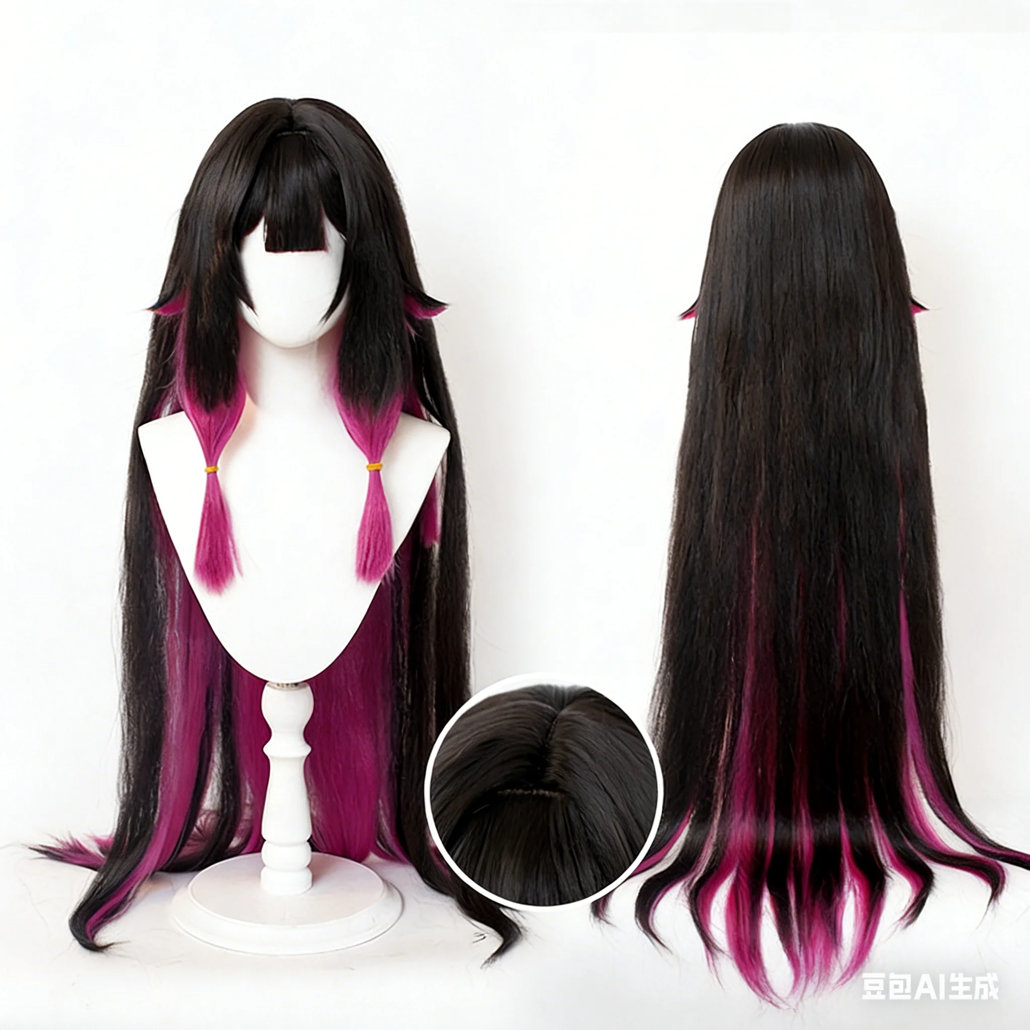 

Высококачественный парик для косплея Колумбины из Genshin Impact, длинные черные с фиолетовым оттенком волосы, парики для женщин, Фатуи Кутар, Лунная Дева, Хэллоуин