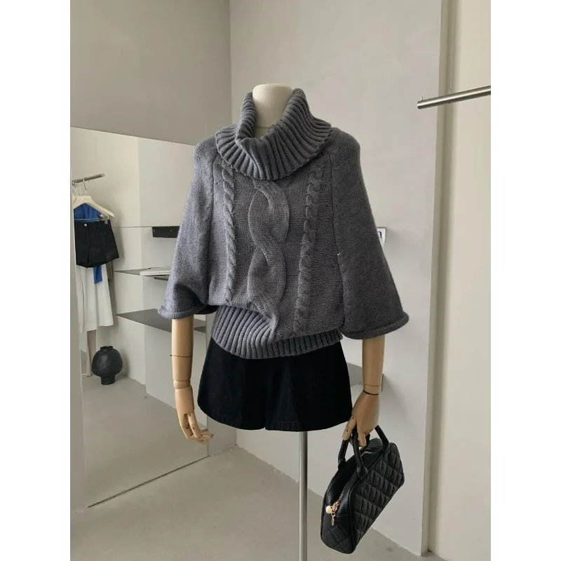 

Harajuku American Vintage Sweater Capes Woman Korean Fashion Pullover 2000s Long Sleeve Elegant Knitwears Designer Aesthetic Y2k