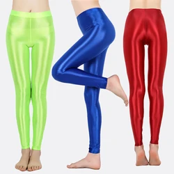 Leggings brillants sans couture pour femmes, pantalons moulants, longueur de rinçage complète, pantalons moulants, document solide, Fjj, offre spéciale