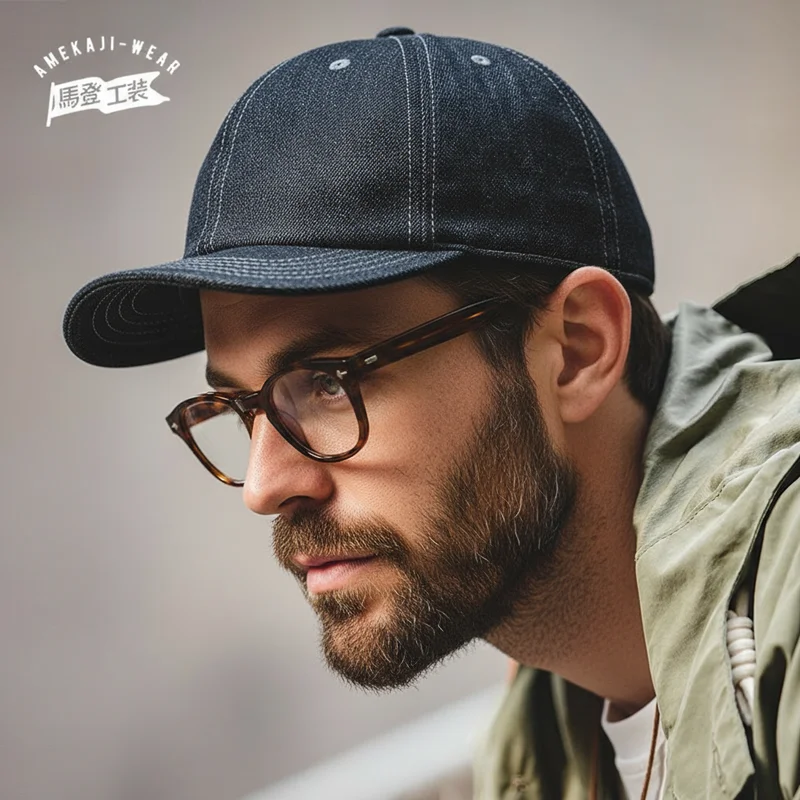 Maden Oversize Men's Denim Golf Caps Casual Newsboy Hat Amekaji Retro Beret Wild Hats Uncle Fu Unisex Vintage Flip Octagonal Cap
