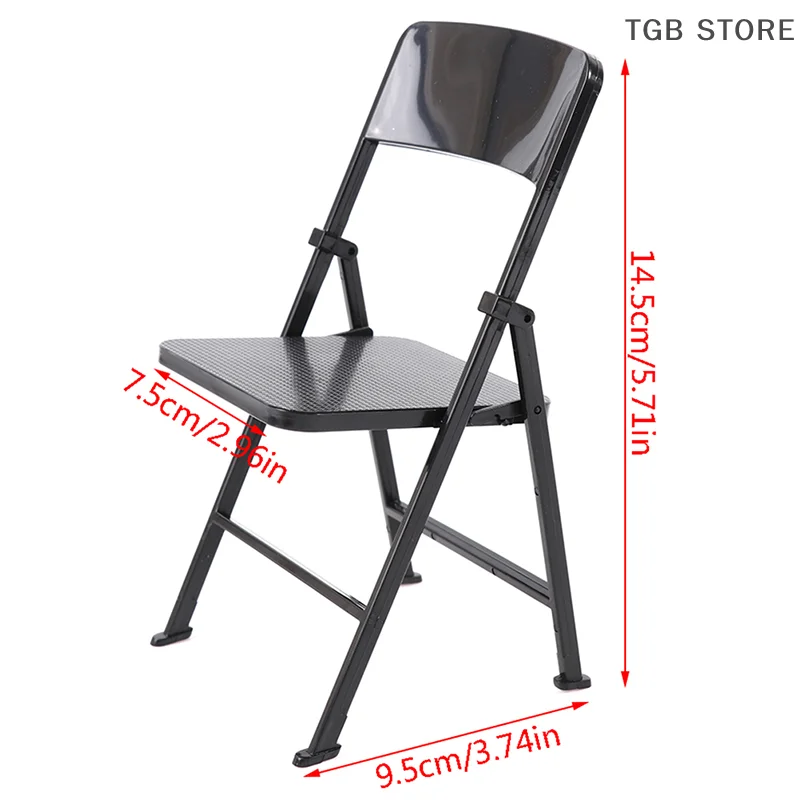 Black Painted Metal Folding Chair 1:6 Scale Dolls House Miniature Accessories