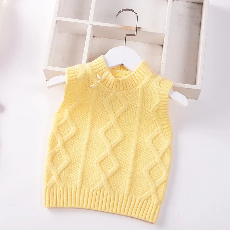 

Spring Autumn Preppy Style Baby Boys Girls Knit Vest Kids Jumper Sweaters Vest Children Clothing Sleeveless Pullover Coat 0-5Y