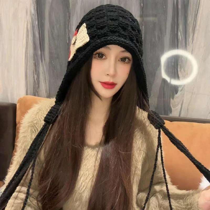 【Peace】Autumn And Winter Warm Handmade Braid Knitted Hat Trend New Fashion Patch Tassel Wool Hat
