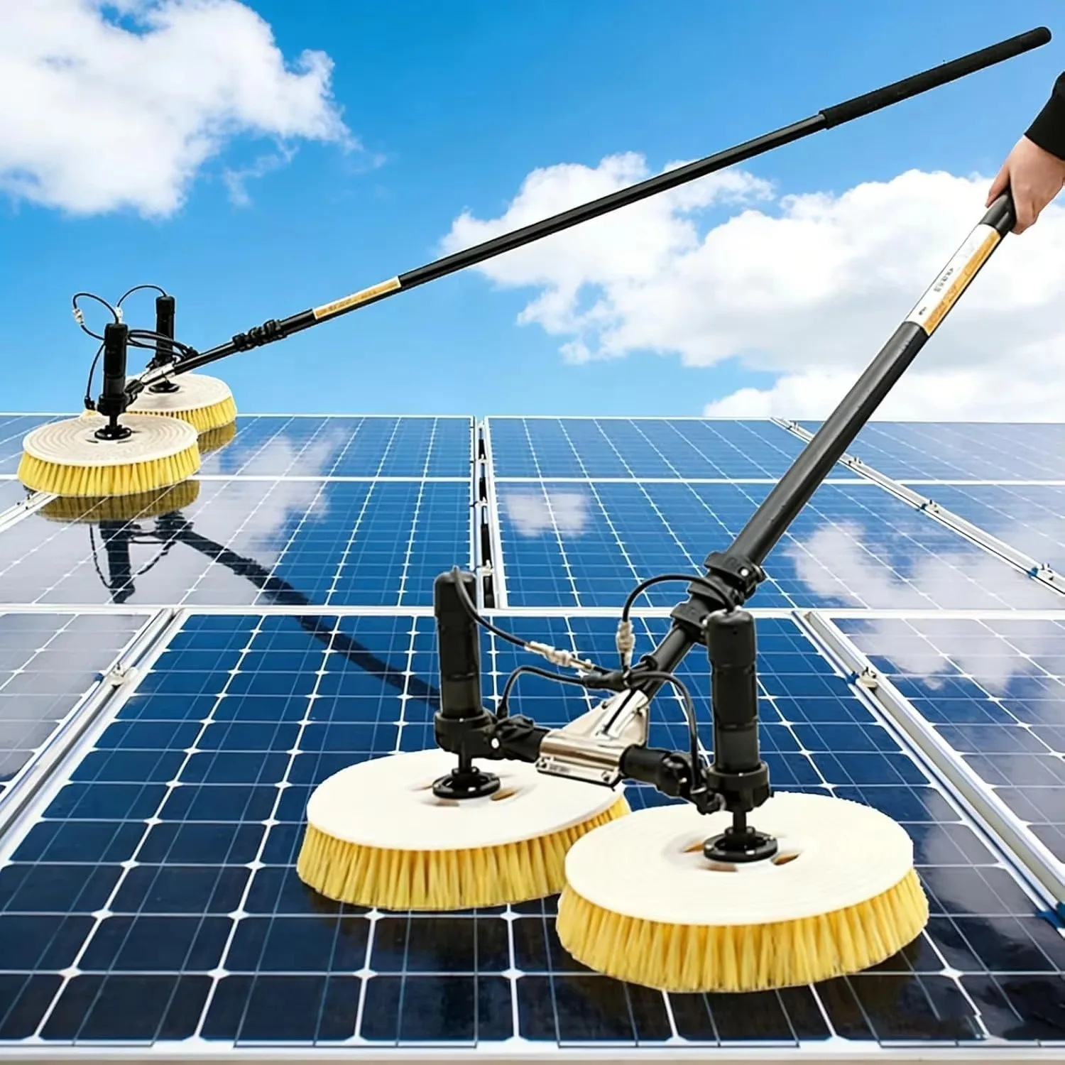 2026 Upgraded Direct Factory Boris Eco-Friendly Aluminum Solar Panel Cleaning Rotating System with Nylon Brush