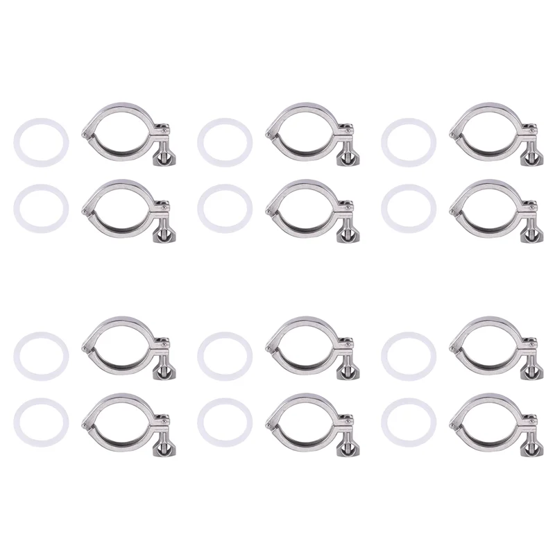 

FAST-12Pcs Tri-Clamp Steel Single Pin Heavy Duty Tri Clamp With Wing Nut For Ferrule TC With Silicone Gasket 2 Inch