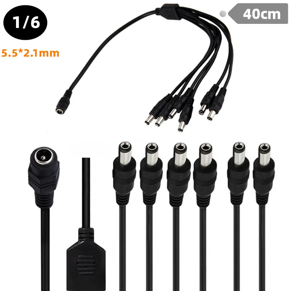 Male Female Connector Cable 12V DC 2.1 x 5.5 mm Jack Plug 1 to 3 4 5 6 8 DC Connector Splitter Way Power Adapter Wire