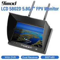 LCD5802D FPV Monitor with DVR 5.8G 40CH 7 Inch LCD Screen Monitor 800x480 Dual Diversity Receiver for FPV Drone