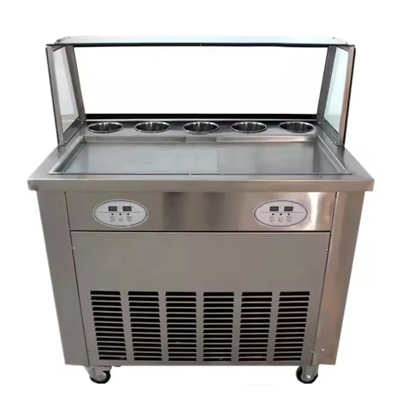 

Commercial Fried Ice Cream Maker Stir Yogurt Machine Double-pan Double Control Ice Cream Mixer Ice Cream Roll Maker