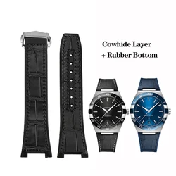 For Omega Constellation 41mm Watch Strap Manhattan 39mm Series Cowhide Layer Rubber Bottom Male Observatory Watchband  25*14mm