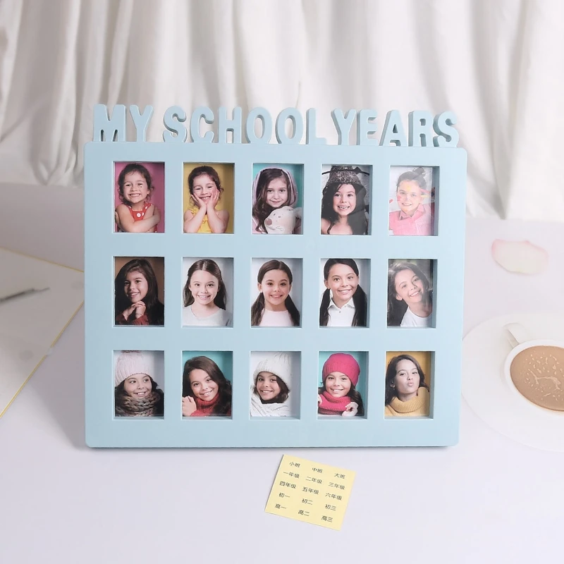 

School Years Photo Moment Student Frame Children Campus Grade Record 15 Pictures Display Collage Frame Kids Memory K5DD